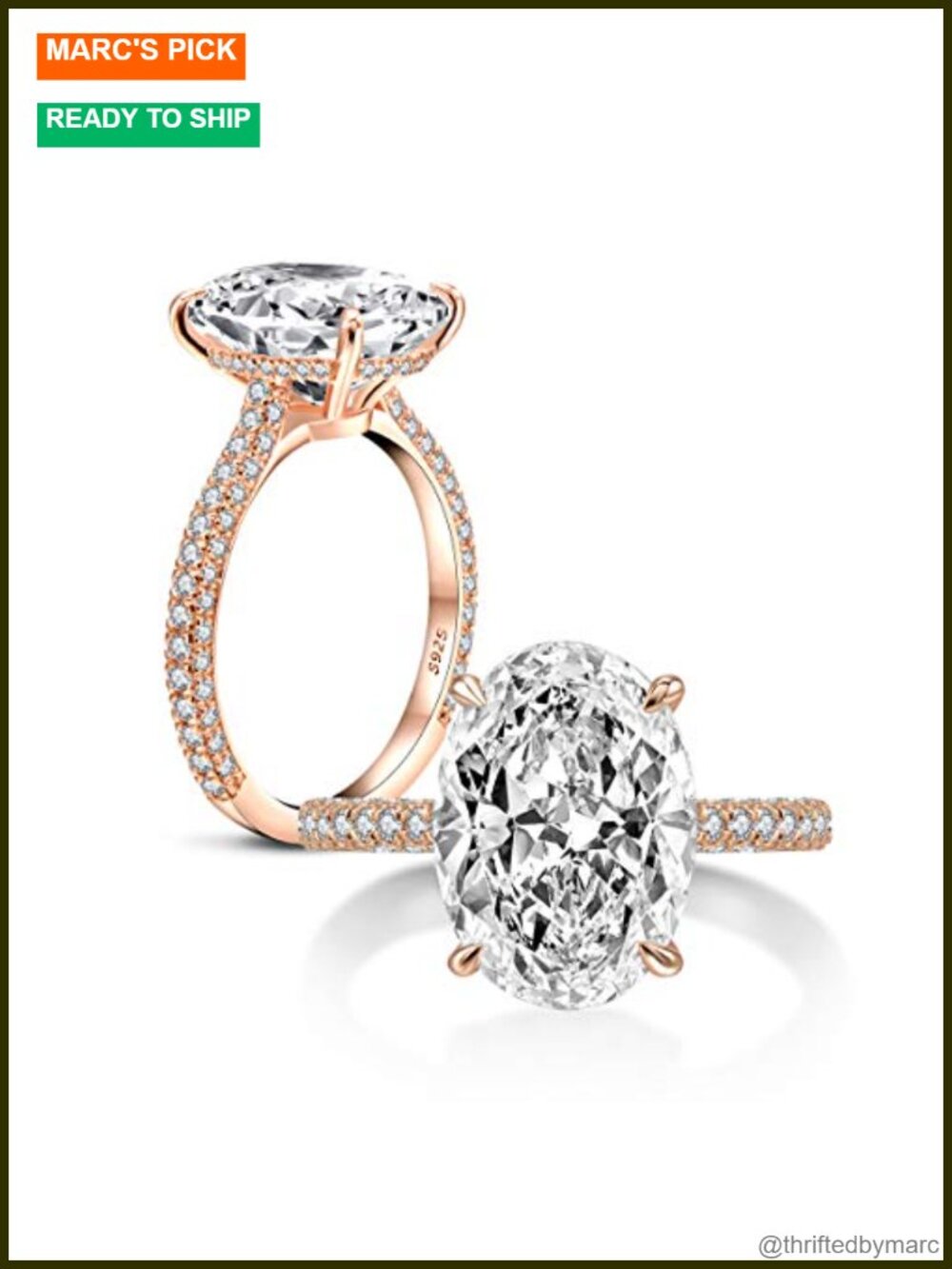 Sterling Silver Oval Cubic Zirconia Engagement Ring for Women